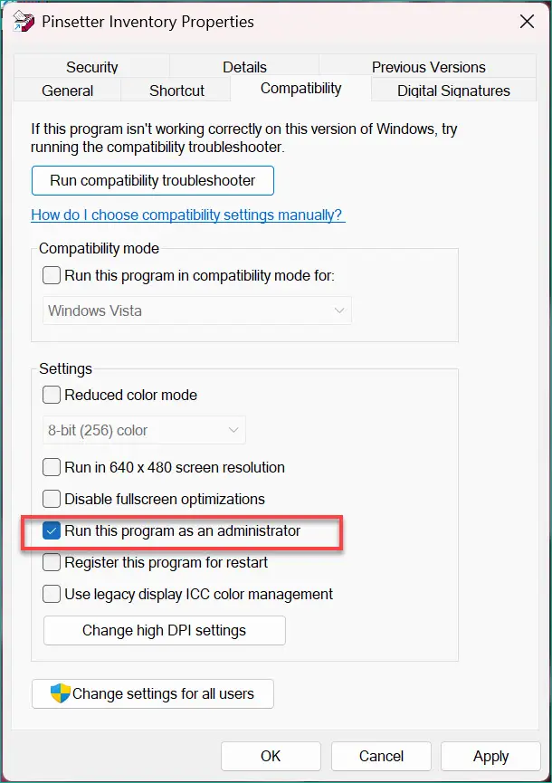 Windows Administrator Properties