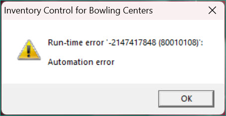 Windows run-time error -2147417848
